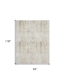 8' X 10' Ivory Brown and Gray Chevron Distressed Non Skid Area Rug