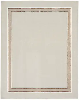 8' X 10' Ivory and Brown Geometric Non Skid Area Rug