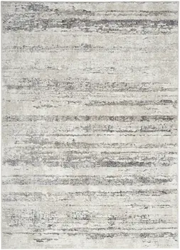 8' X 10' Cream and Gray Abstract Non Skid Area Rug