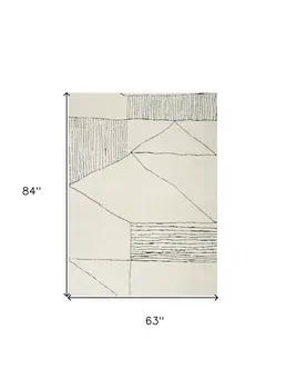 5' X 7' Ivory and Black Geometric Area Rug