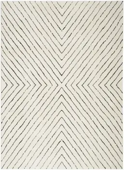 5' X 7' Ivory and Black Abstract Area Rug