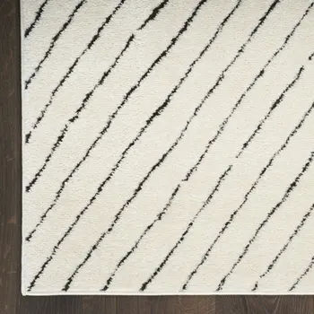 5' X 7' Ivory and Black Abstract Area Rug