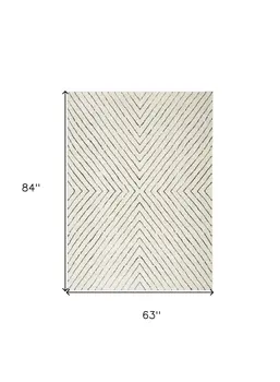 5' X 7' Ivory and Black Abstract Area Rug