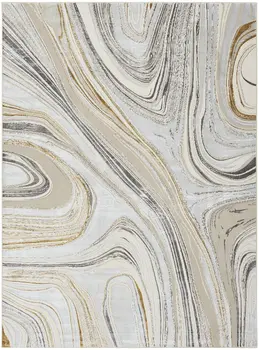 8' X 10' Ivory Gray and Brown Abstract Non Skid Area Rug