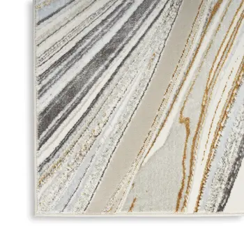 8' X 10' Ivory Gray and Brown Abstract Non Skid Area Rug