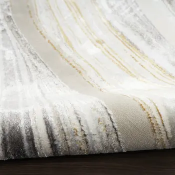 8' X 10' Ivory Gray and Brown Abstract Non Skid Area Rug