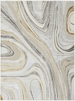 8' X 10' Ivory Gray and Brown Abstract Non Skid Area Rug