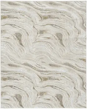 8' X 10' Ivory Gray and Brown Abstract Non Skid Area Rug