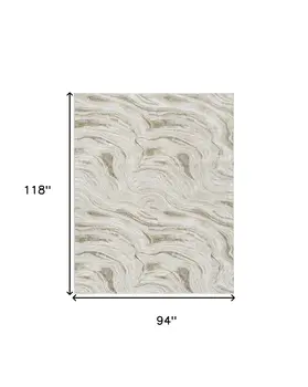 8' X 10' Ivory Gray and Brown Abstract Non Skid Area Rug