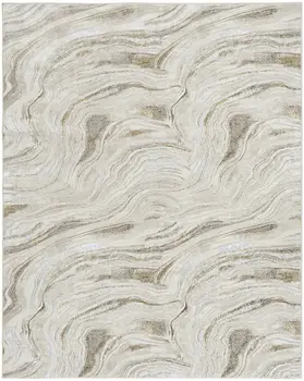 8' X 10' Ivory Gray and Brown Abstract Non Skid Area Rug