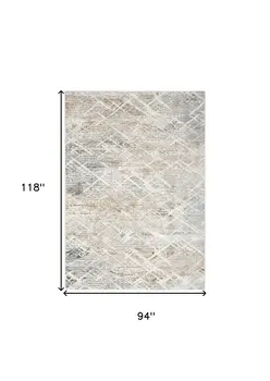 8' X 10' Ivory Gray and Brown Abstract Non Skid Area Rug