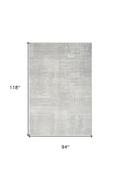 8' X 10' Silver and Gray Abstract Non Skid Area Rug
