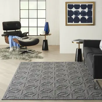 5' X 7' Dark Gray And Light Gray Geometric Indoor Outdoor Area Rug