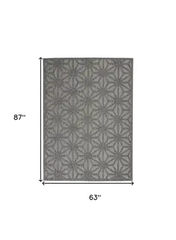 5' X 7' Dark Gray And Light Gray Geometric Indoor Outdoor Area Rug