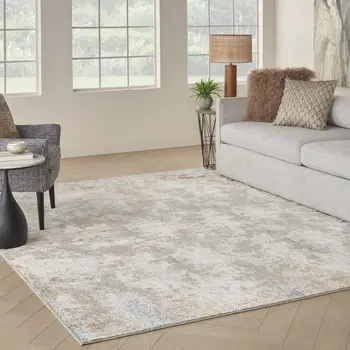 8' X 10' Taupe and Ivory Abstract Distressed Non Skid Area Rug