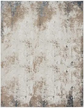 8' X 10' Taupe and Ivory Abstract Distressed Non Skid Area Rug
