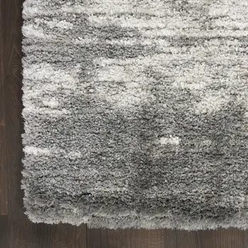 4' X 6' Charcoal and Ivory Abstract Shag Area Rug