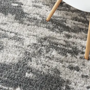 4' X 6' Charcoal and Ivory Abstract Shag Area Rug