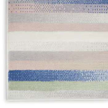 7' X 10' Ivory Tan and Blue Abstract Distressed Non Skid Area Rug