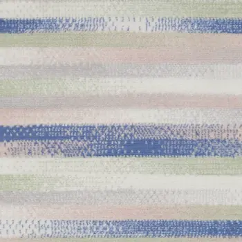 8' Ivory Tan and Blue Abstract Distressed Non Skid Runner Rug