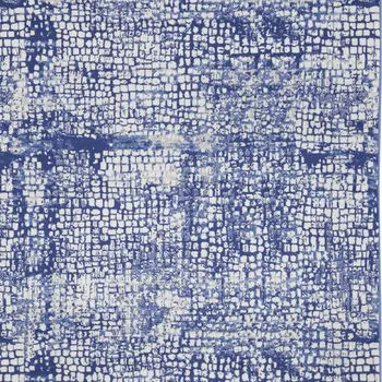 7' X 10' Ivory and Navy Blue Abstract Distressed Non Skid Area Rug