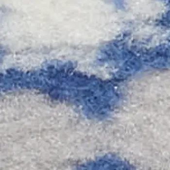 8' Ivory and Blue Geometric Distressed Non Skid Runner Rug