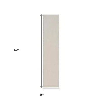 20' Ivory And Silver Geometric Indoor Outdoor Runner Rug