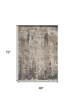 4' X 6' Cream Black and Gray Abstract Area Rug