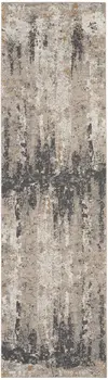 8' Cream Black and Gray Abstract Runner Rug