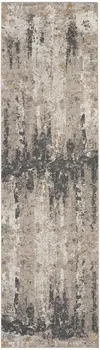 8' Cream Black and Gray Abstract Runner Rug