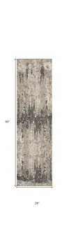8' Cream Black and Gray Abstract Runner Rug