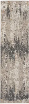 8' Cream Black and Gray Abstract Runner Rug