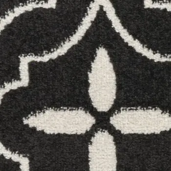 12' Gray and Black Floral Non Skid Runner Rug