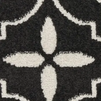 12' Gray and Black Floral Non Skid Runner Rug
