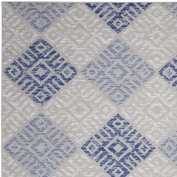 7' X 10' Beige Blue and Gray Geometric Distressed Non Skid Area Rug