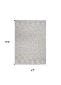 6' X 9' Gray and Ivory Moroccan Distressed Non Skid Area Rug