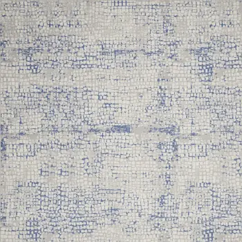 7' X 10' Ivory Blue and Gray Abstract Distressed Non Skid Area Rug