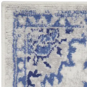 7' X 10' Ivory Blue and Gray Abstract Distressed Non Skid Area Rug