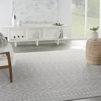 7' X 10' Gray and Ivory Moroccan Distressed Non Skid Area Rug