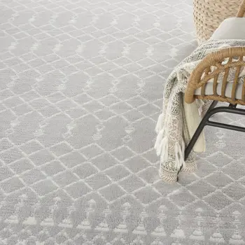 7' X 10' Gray and Ivory Moroccan Distressed Non Skid Area Rug