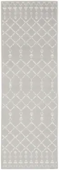 8' Gray and Ivory Moroccan Distressed Non Skid Runner Rug