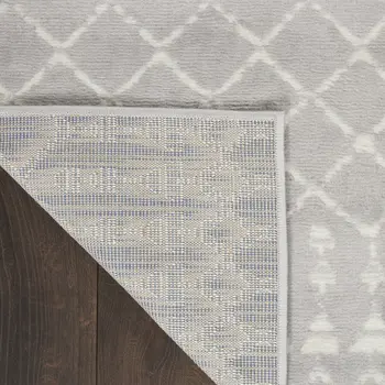 8' Gray and Ivory Moroccan Distressed Non Skid Runner Rug