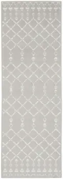 8' Gray and Ivory Moroccan Distressed Non Skid Runner Rug