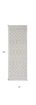 8' Gray and Ivory Moroccan Distressed Non Skid Runner Rug