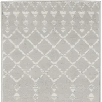8' Gray and Ivory Moroccan Distressed Non Skid Runner Rug