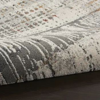 4' X 6' Ivory Gray and Golden Brown Abstract Area Rug