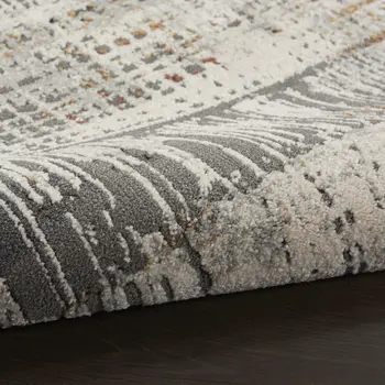 8' Cream Black and Gray Abstract Runner Rug