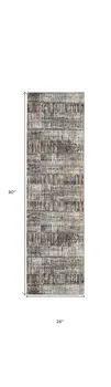 8' Cream Black and Gray Abstract Runner Rug