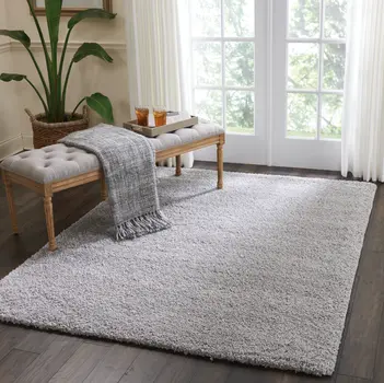 5' X 7' Gray Shag Non Skid Area Rug
