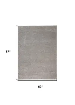 5' X 7' Gray Shag Non Skid Area Rug